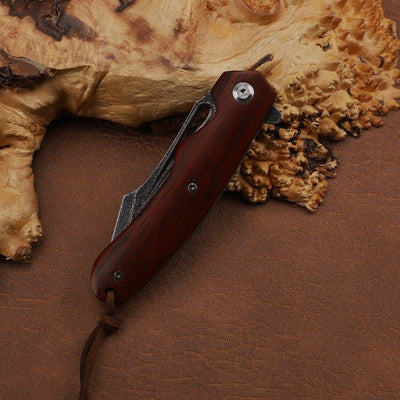 Couteau Damas Artisanal Drome Manche en bois