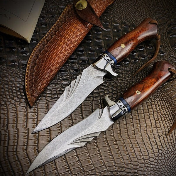 Parforce Couteau Damas avec manche en bois de ronce - Couteaux -  Coutellerie - Equipements - boutique en ligne 
