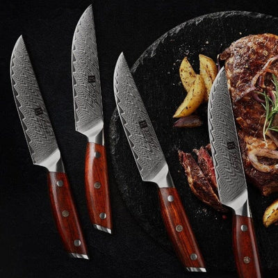 Lot Couteau Steak Japonais manche bois